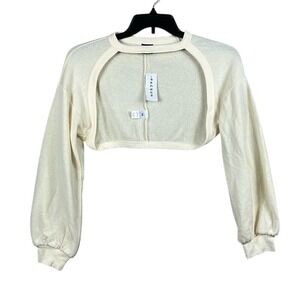 PacSun Long Sleeve Cropped Open Front Shrug Womens Size‎ XS Ivory NWT
